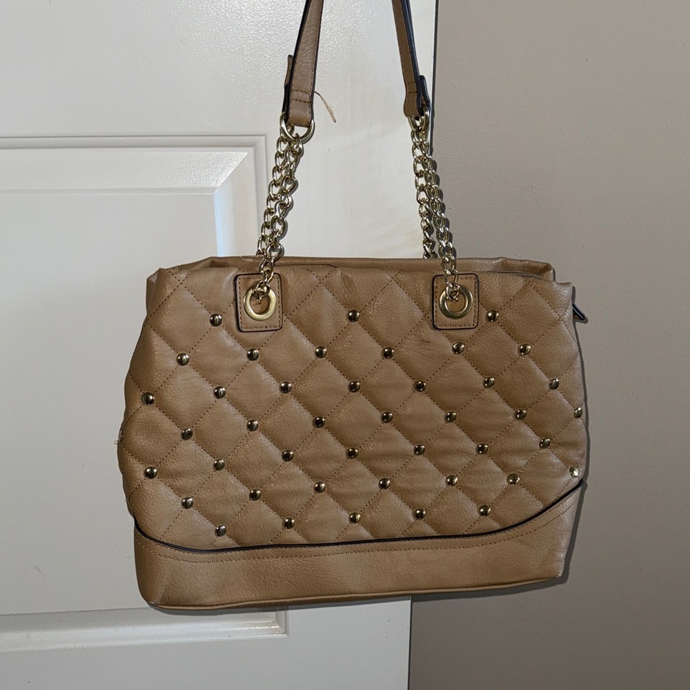 Max Edition Tan Quilted Shoulder Bag